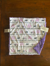 Load image into Gallery viewer, Purple &quot;Farm Life is the Best Life&quot; Minky Blanket // Small Lovey Size