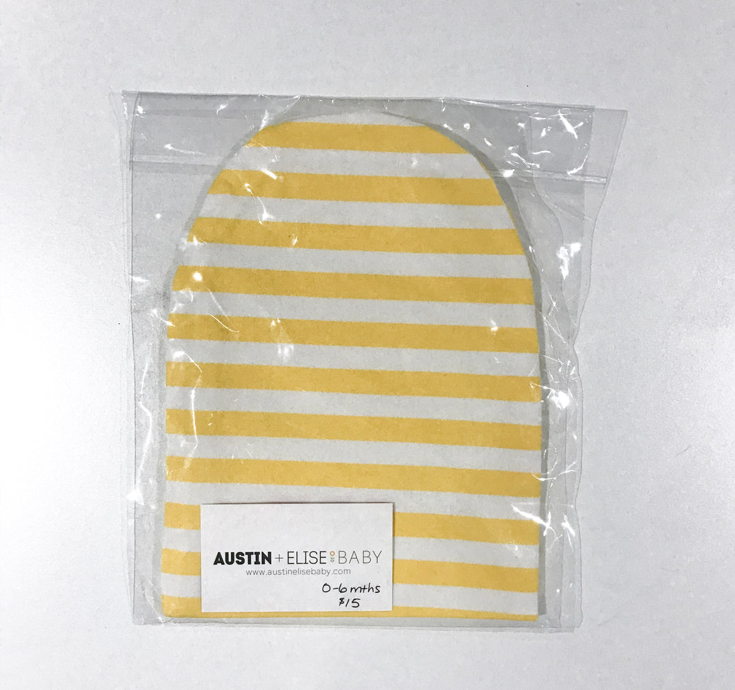 SALE // Slouch Beanies // Yellow/White Stripes Knit