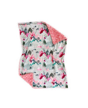 Load image into Gallery viewer, Pink &quot;Call of the Mountains&quot; Woodland Minky Blanket - Baby Blanket Size