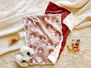 Copper Linen Minky Blanket // Small Lovey Size