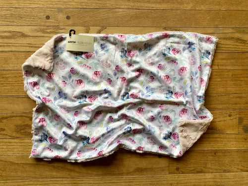 Pink Jewel Tones Watercolour Floral Minky Blanket // Large Lovey Size