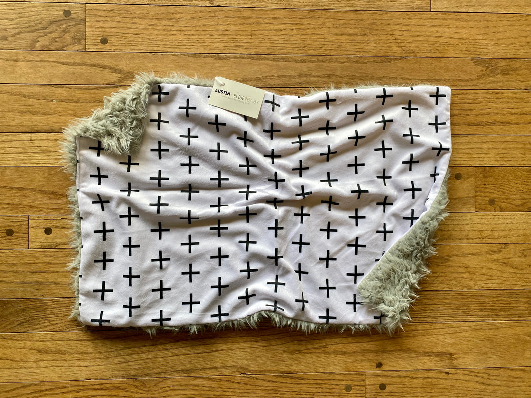 SALE // Black/White Plus Minky Blanket // Large Lovey Size