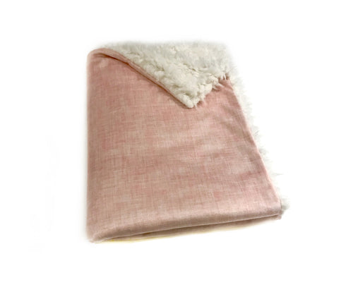 SALE // Blush Pink Linen Minky Blanket // Baby Blanket Size