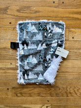 Load image into Gallery viewer, Charcoal &quot;Adventure Awaits” Minky Blanket // Small Lovey Size