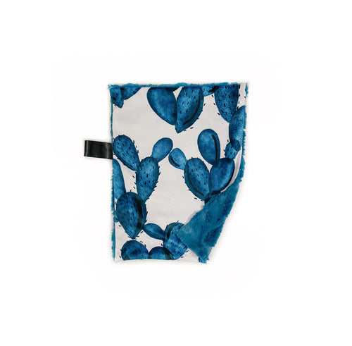 Indigo Blue Watercolour Cactus Minky Blanket // Small Lovey Size