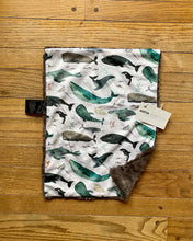 Load image into Gallery viewer, Whale Song Minky Blanket // Small Lovey Size