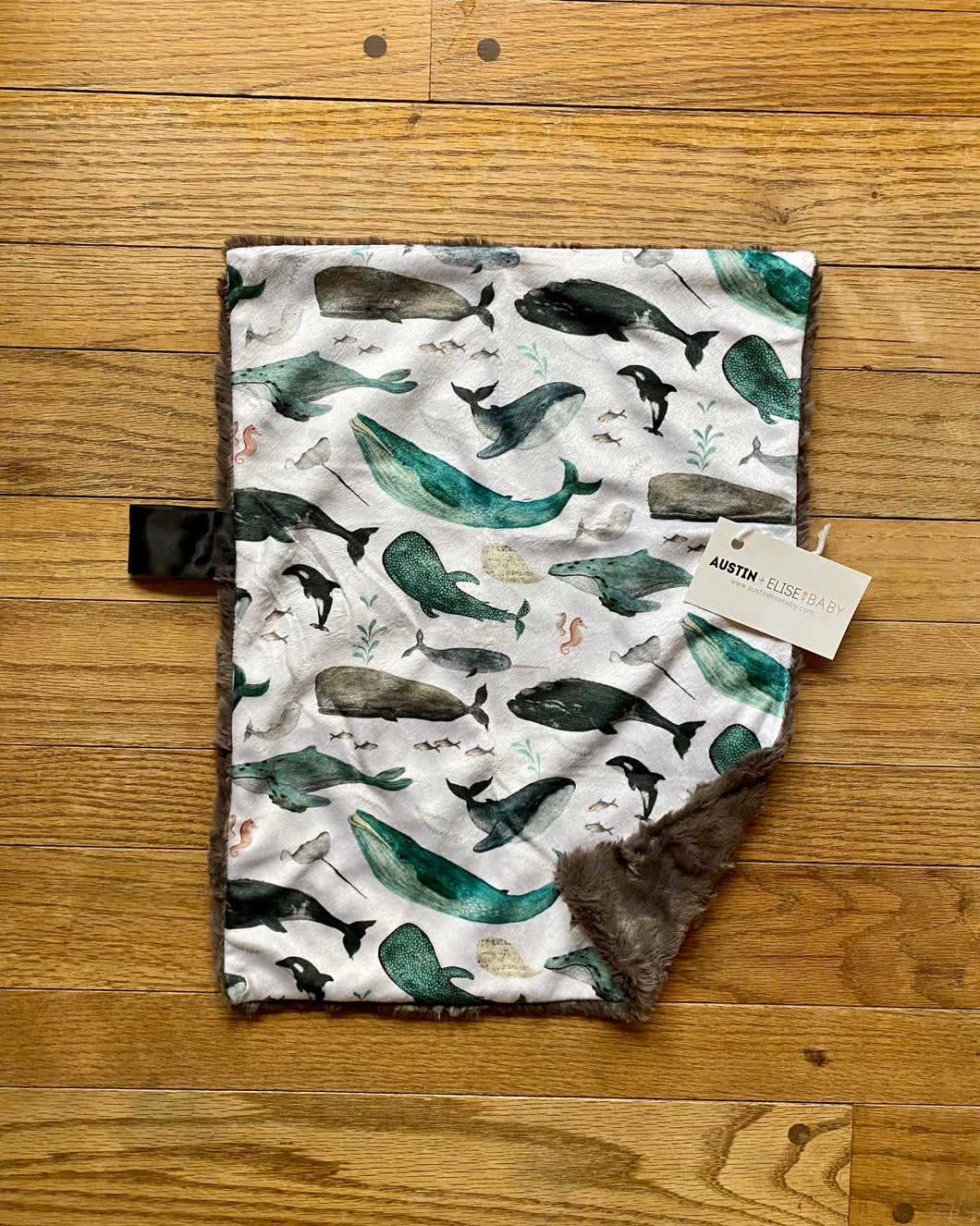 Whale Song Minky Blanket // Small Lovey Size