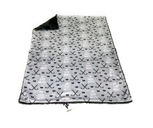 Load image into Gallery viewer, Black and Grey “Eat Sleep Hockey” Minky Blanket - Baby Blanket Size