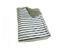 Load image into Gallery viewer, SALE // Blue/Grey Striped Minky Blanket // Baby Blanket Size
