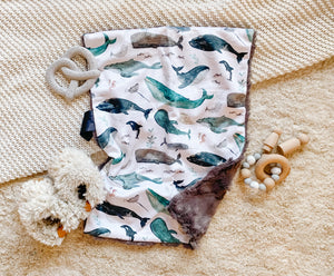 Whale Song Minky Blanket // Small Lovey Size