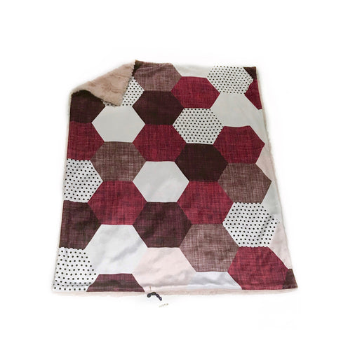 SALE // Plum Hexagon Faux Quilt Minky Blanket // Baby Blanket Size