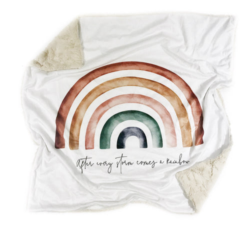 “After Every Storm Comes a Rainbow” Minky Blanket - Baby Blanket Size (Square)