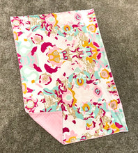 Load image into Gallery viewer, SALE // Pink and Aqua Abstract Minky Blanket // Child Blanket Size