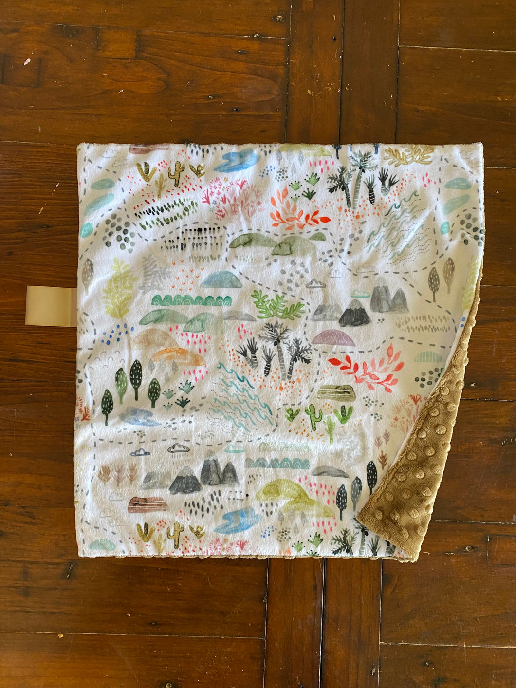 Watercolour Woodland Map Minky Blanket // Small Square Lovey Size