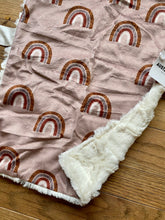 Load image into Gallery viewer, Copper/Cinnamon/Tan Watercolour Rainbows Minky Blanket // Small Lovey Size
