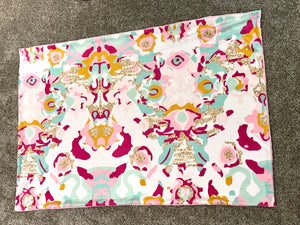 SALE // Pink and Aqua Abstract Minky Blanket // Child Blanket Size