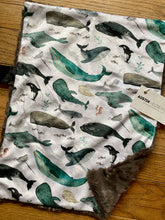 Load image into Gallery viewer, Whale Song Minky Blanket // Small Lovey Size