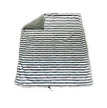 Load image into Gallery viewer, SALE // Blue/Grey Striped Minky Blanket // Baby Blanket Size