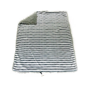 SALE // Blue/Grey Striped Minky Blanket // Baby Blanket Size