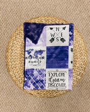 Load image into Gallery viewer, Purple &quot;Adventure Awaits&quot; FAUX QUILT Minky Blanket - Baby Blanket Size