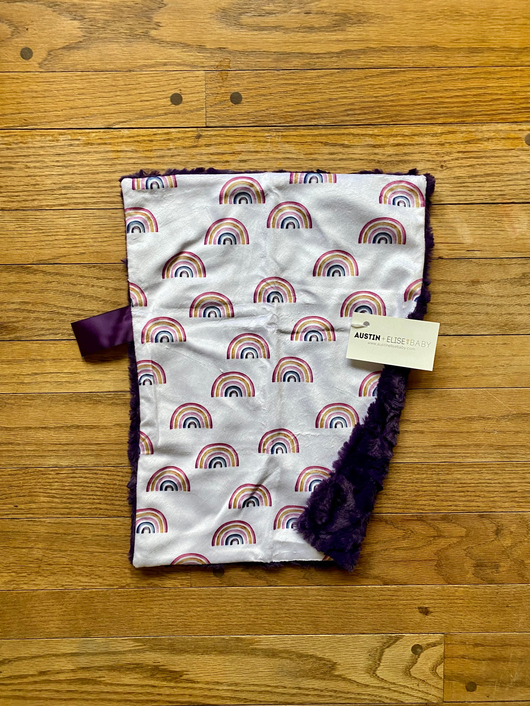 SALE // Purple Rainbows Minky Blanket // Small Lovey Size
