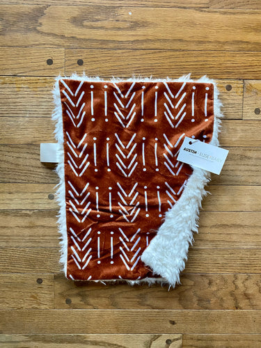 Copper Mudcloth Minky Blanket // Small Lovey Size