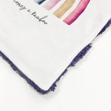 Load image into Gallery viewer, Purple “After Every Storm Comes a Rainbow” Minky Blanket // Small Square Lovey Size