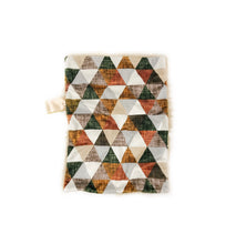 Load image into Gallery viewer, Cinammon/Copper/Olive Linen Triangles Minky Blanket // Small Lovey Size