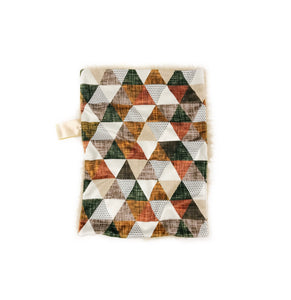 Cinammon/Copper/Olive Linen Triangles Minky Blanket // Small Lovey Size