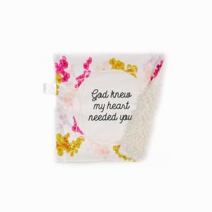 Pink and Cream “God Knew My Heart Needed You” Minky Blanket // Small Square Lovey Size