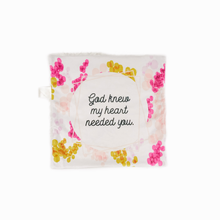 Load image into Gallery viewer, Pink and Cream “God Knew My Heart Needed You” Minky Blanket // Small Square Lovey Size