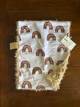 Load image into Gallery viewer, Copper/Cinnamon/Tan Watercolour Rainbows Minky Blanket - Small Lovey Size