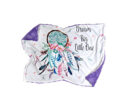 “Dream Big Little One” Dreamcatcher Minky Blanket - Baby Blanket Size