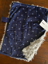 Load image into Gallery viewer, Navy Blue “X” Minky Blanket - Small Lovey Size