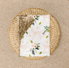 Load image into Gallery viewer, Blush Lace Deer and Fawn Minky Blanket // Baby Blanket Size
