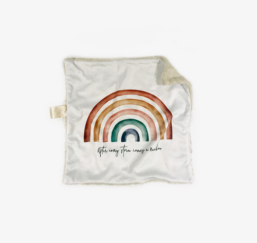 “After Every Storm Comes a Rainbow” Minky Blanket // Small Square Lovey Size