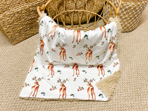 Vintage Deer Minky Blanket - Baby Blanket Size