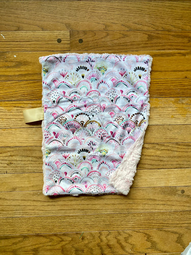 Pink Mermaid Scales Minky Blanket // Small Lovey Size