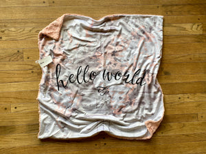 SALE // "Hello World" Blush World Map Minky Blanket // Square Baby Blanket Size