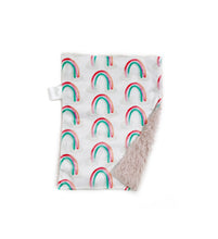 Load image into Gallery viewer, Sorbet Pink Watercolour Rainbows Minky Blanket // Small Lovey Size