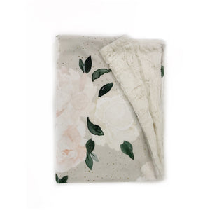 Vintage Blush Floral Minky Blanket - Baby Blanket Size