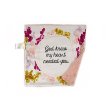 Load image into Gallery viewer, Pink “God Knew My Heart Needed You” Minky Blanket // Small Square Lovey Size