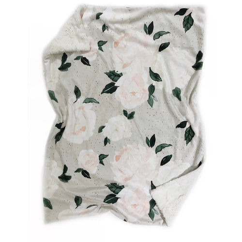 Vintage Blush Floral Minky Blanket - Baby Blanket Size
